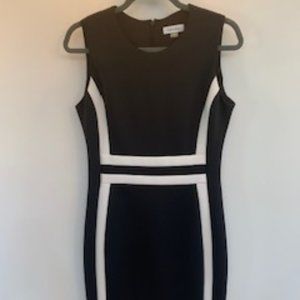 Calvin Klein Black with White accent Scuba Sheath Dress Size 8